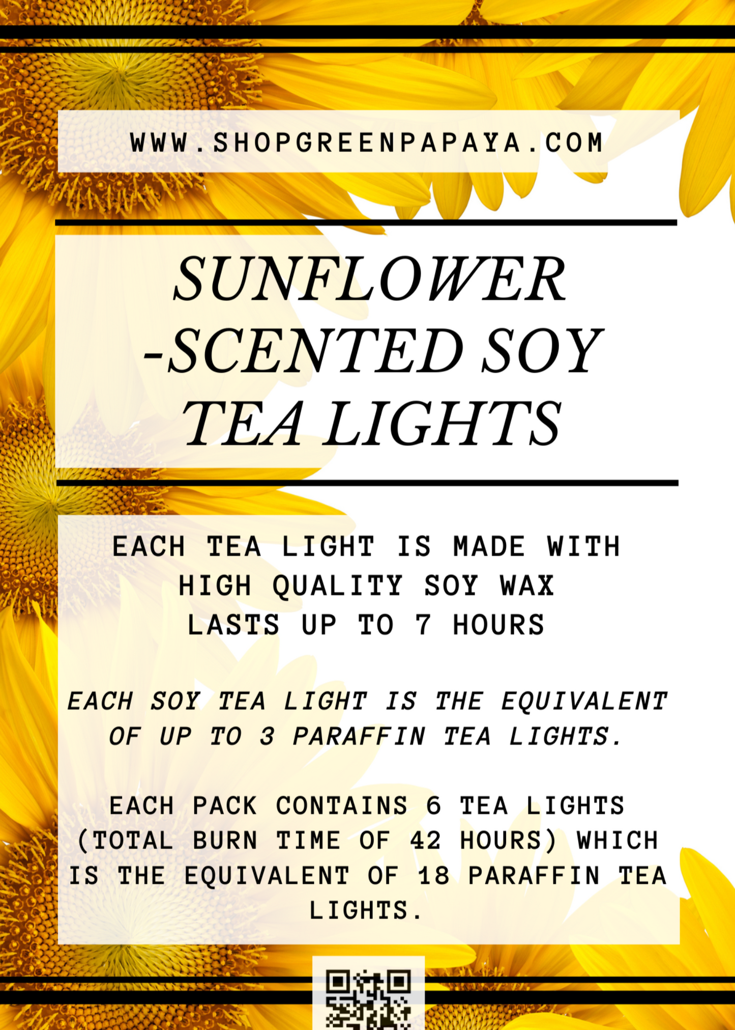 Sunflower Scented Soy Tea Light