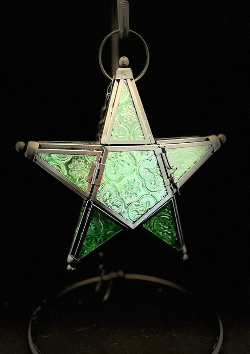 Tealight Holder - Green Christmas Star Lantern