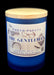 Blue candle with a wooden lid labeled 'The Gentleman' by Green Papaya on a black background