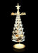 Decorative candle holder shaped like a Christmas tree with a star on top against a black background