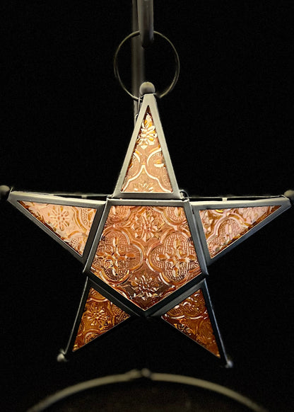 Tealight Holder - Orange Christmas Star Lantern (NEW!)