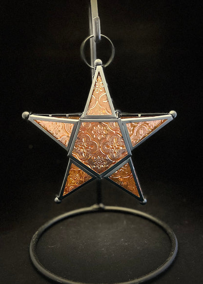 Tealight Holder - Orange Christmas Star Lantern (NEW!)