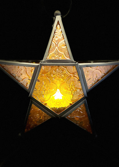 Tealight Holder - Orange Christmas Star Lantern (NEW!)