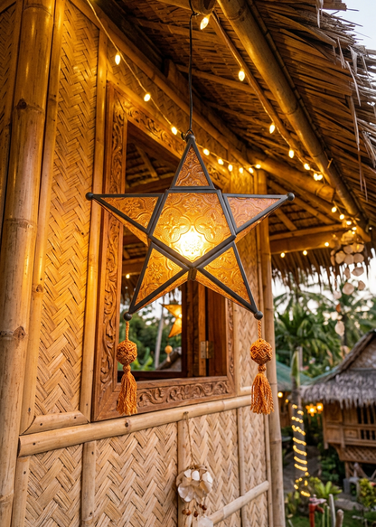 Tealight Holder - Orange Christmas Star Lantern (NEW!)