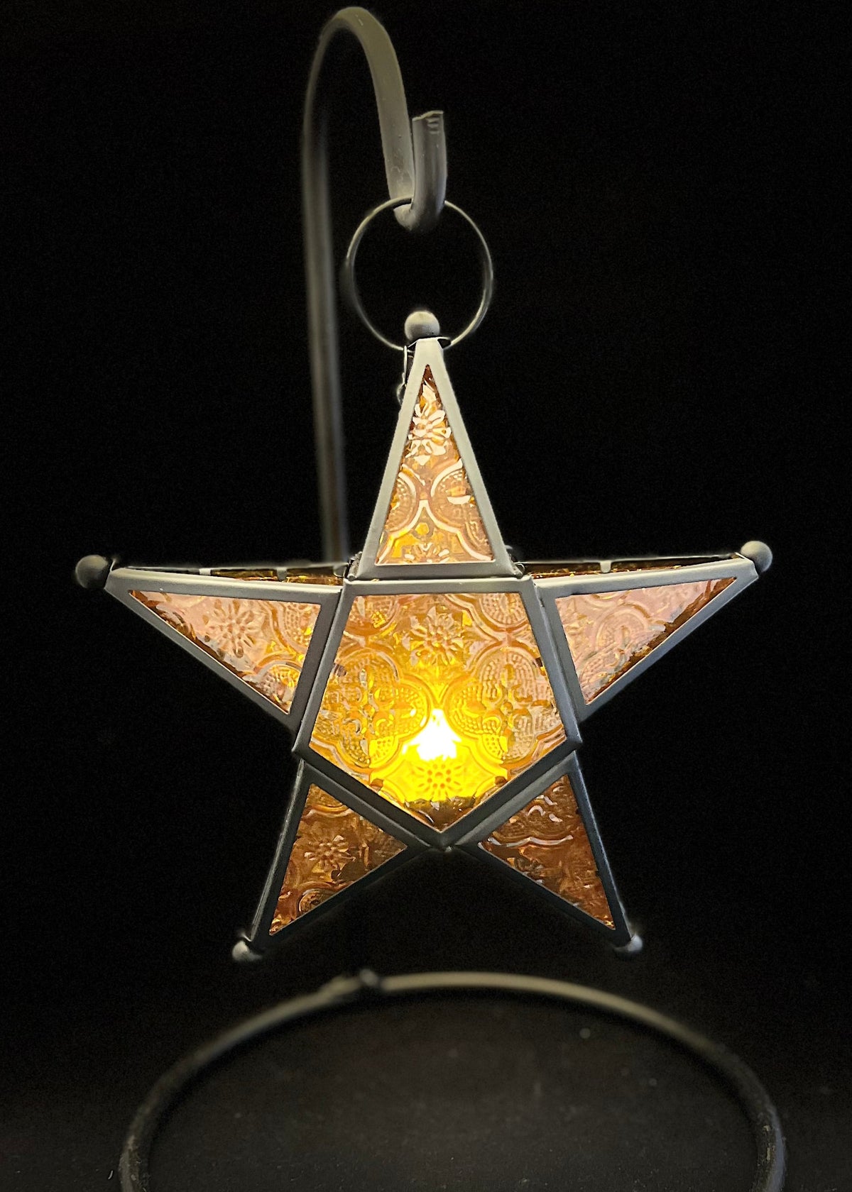 Tealight Holder - Orange Christmas Star Lantern (NEW!)