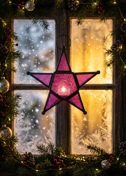 Tealight Holder - Purple Christmas Star Lantern (NEW!)
