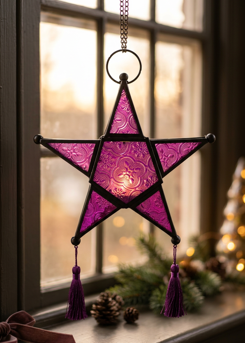 Tealight Holder - Purple Christmas Star Lantern (NEW!)