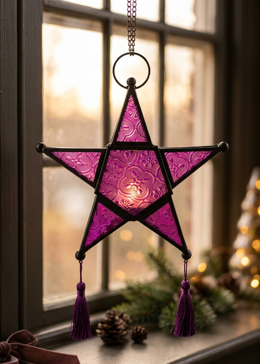 Tealight Holder - Purple Christmas Star Lantern (NEW!)
