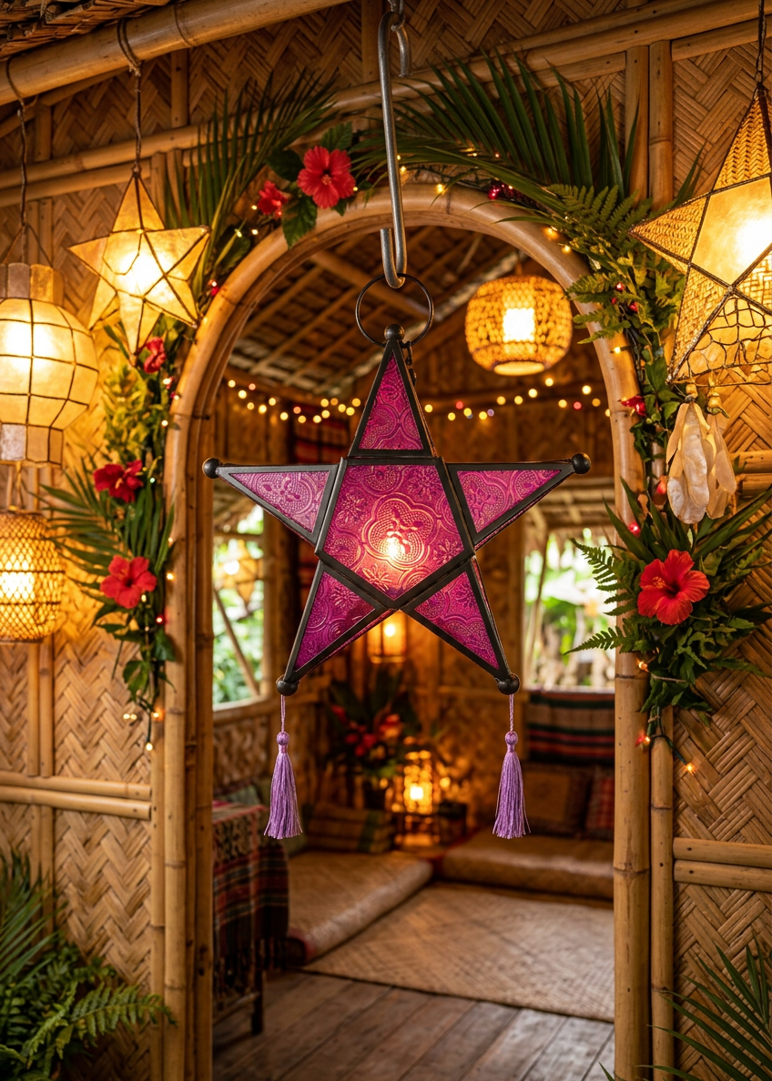 Tealight Holder - Purple Christmas Star Lantern (NEW!)