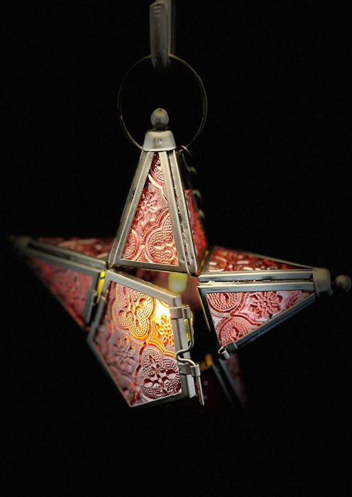 Tealight Holder - Red Christmas Star Lantern