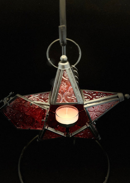 Tealight Holder - Red Christmas Star Lantern